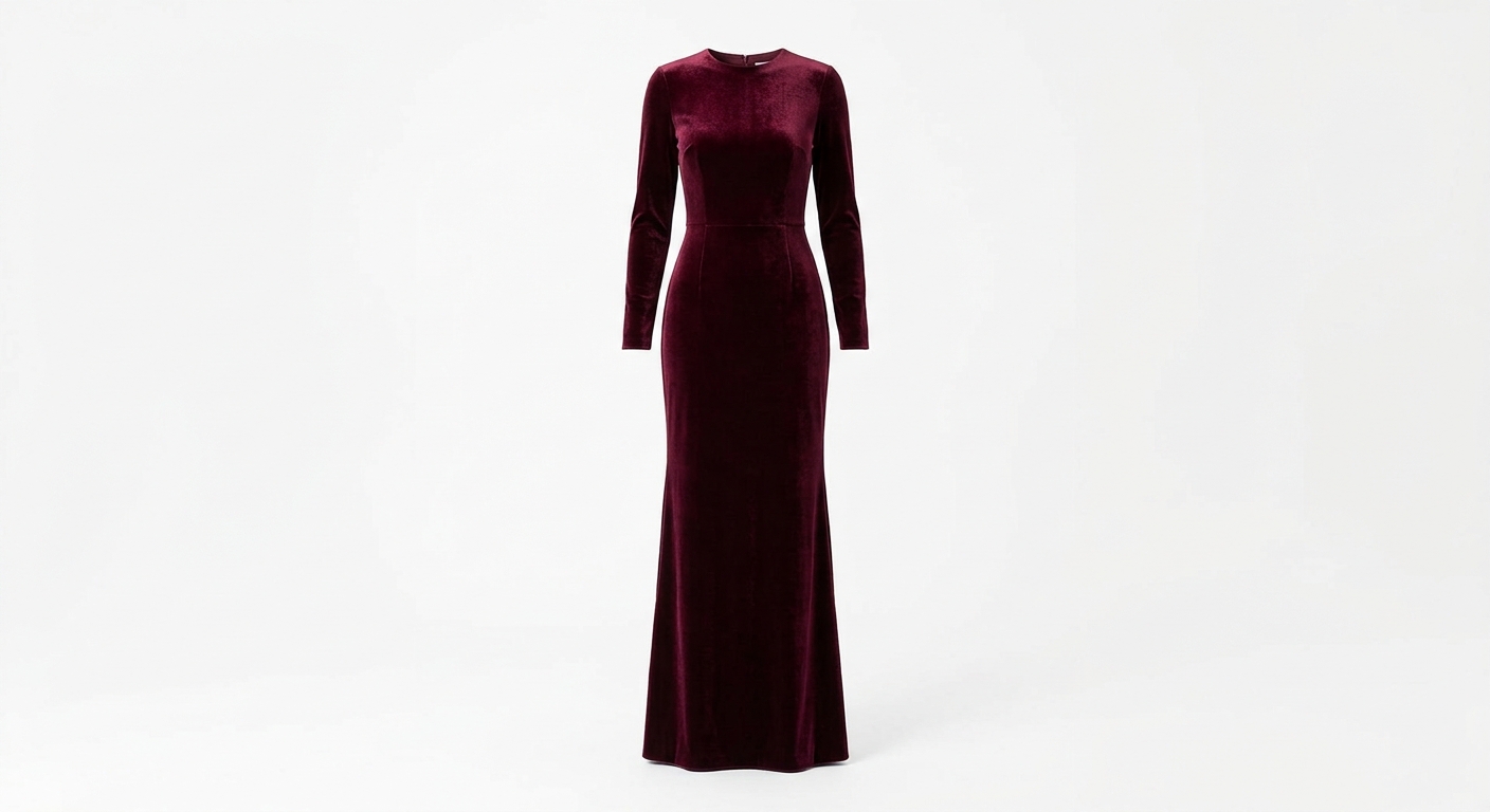 Vestido Veludo Bordô