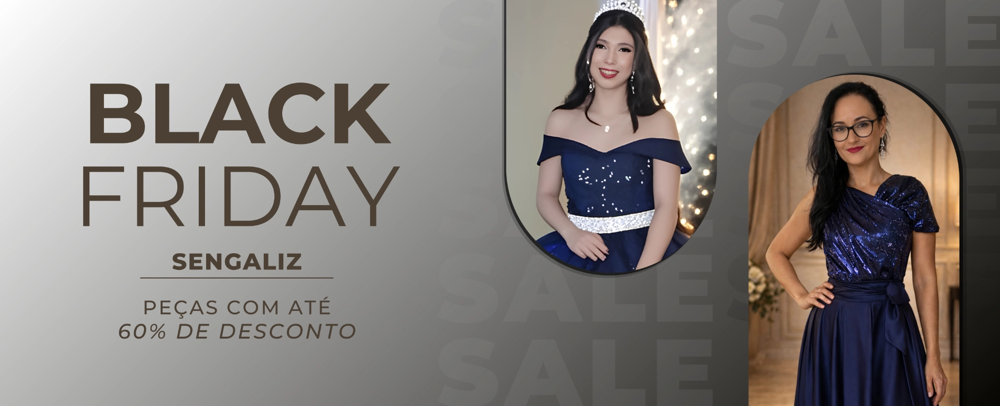 Capa Black Friday Sengaliz com vestido azul e condições promocionais